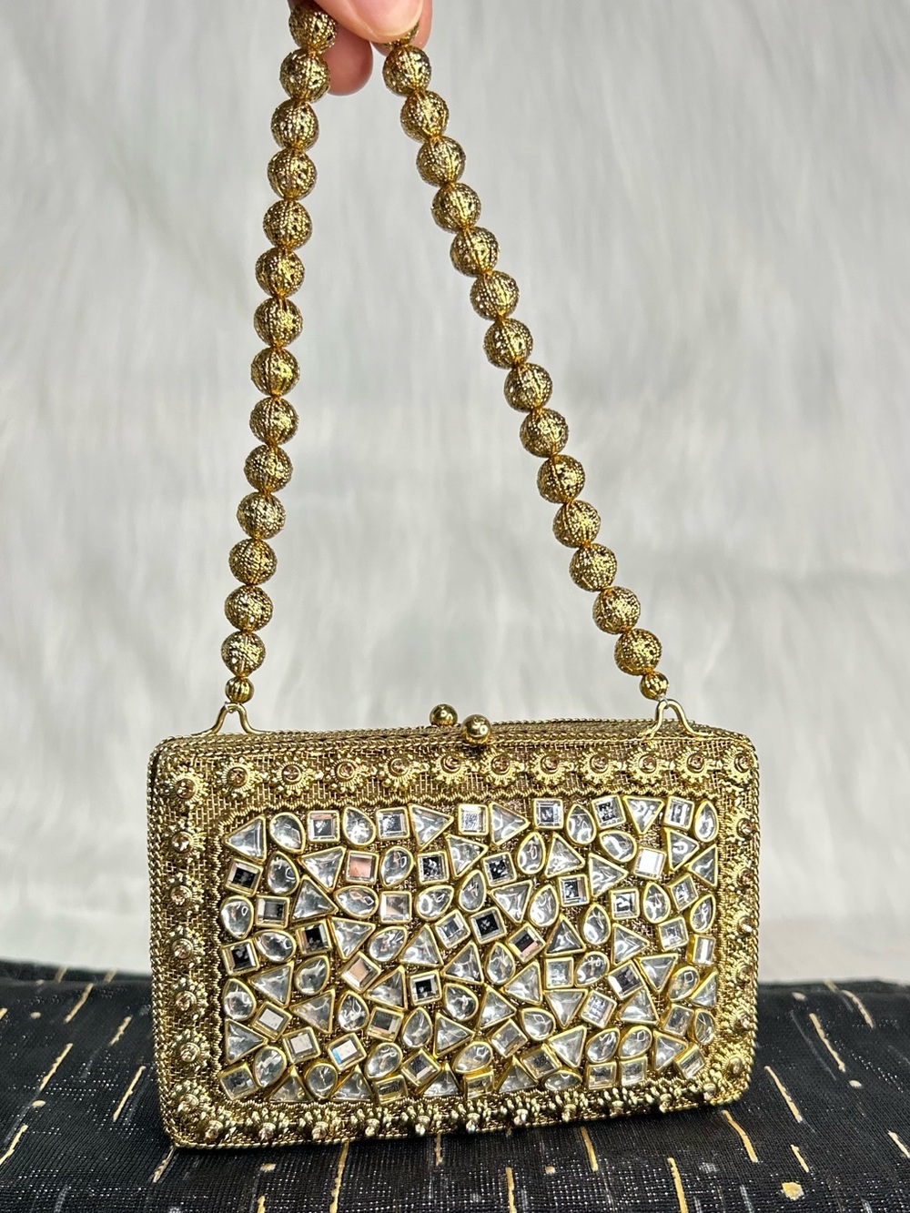 Gold Embellished Evening Clutch Handbag